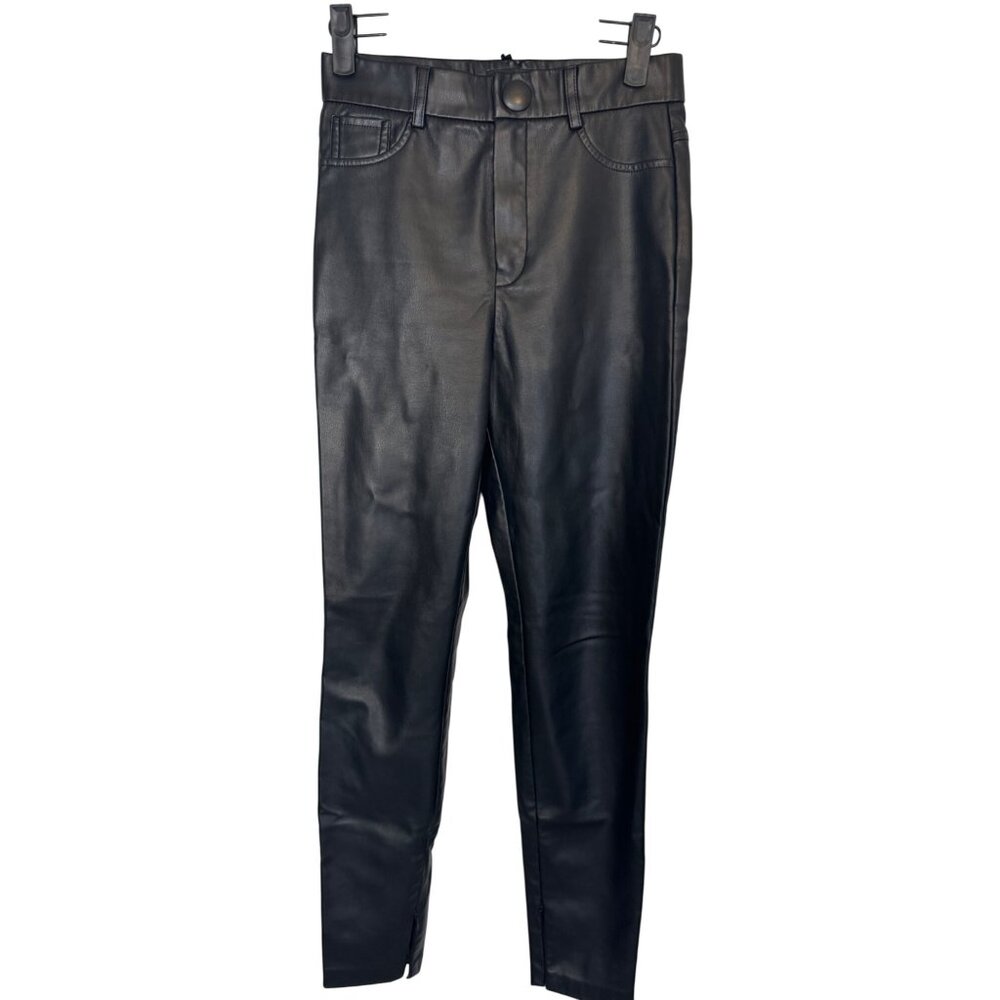 Zara Womens Waist Size 26 Faux Leather Pants Black NWOT